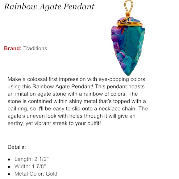 Arrowhead iridescent rainbow wire wrapped pendant necklace on gold chain NEW - Picture 10 of 11